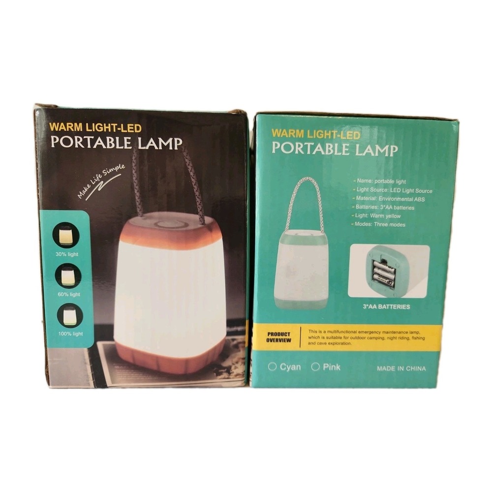 NIB Lot 2 Portable Lamp Warm Light-LED 3-Modes Camp Fishing Outdoors‎ Kids NEW